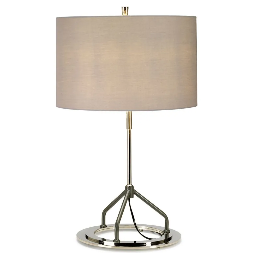 Design Tischleuchte Stoff Schirm 66,5cm hoch Grau