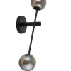 Design Wandleuchte Schwarz Grau Glas 2-flammig B:68 cm