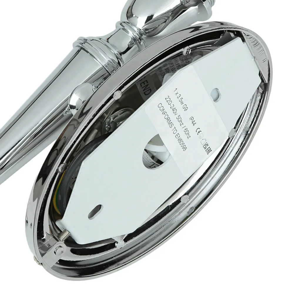 Designer Badleuchte LED aus Messing Glas IP44 in Chrom