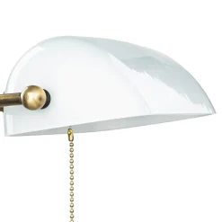 Designer Bankerleuchte in Bronze hell Weiß Echt-Messing