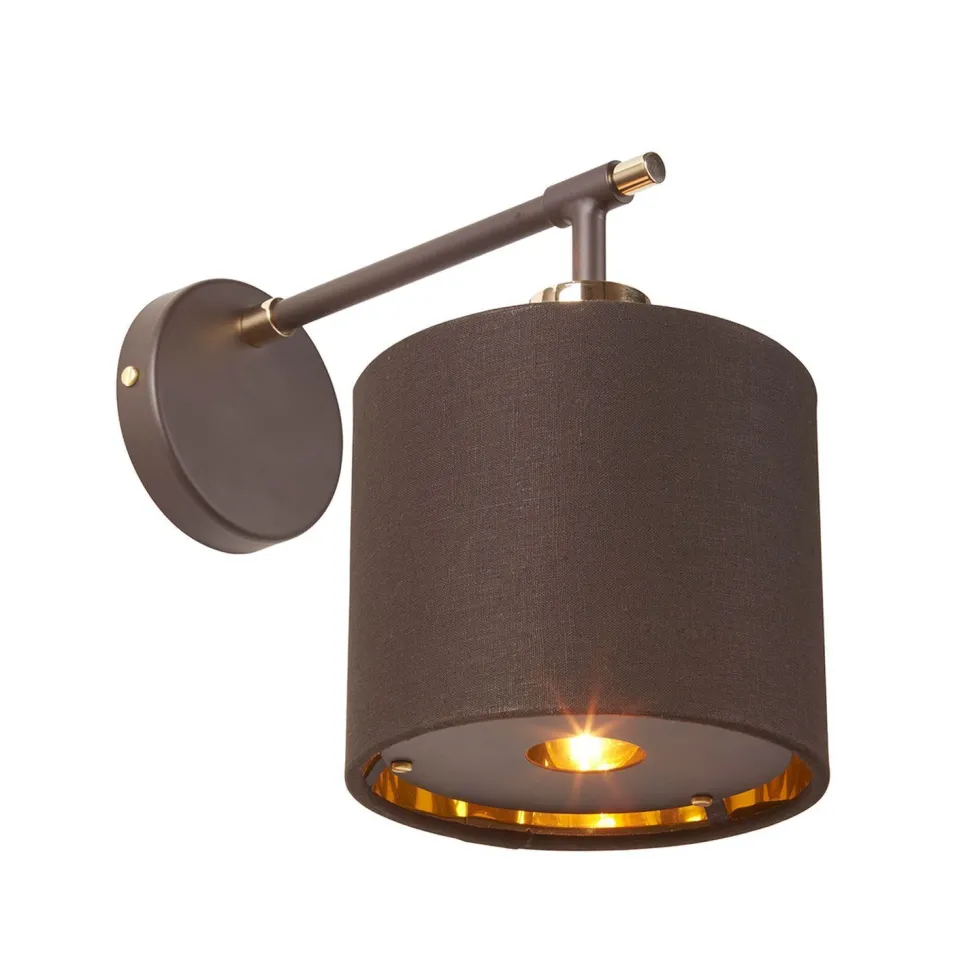 Designer Wandlampe Braun Gold Stoff wohnlich CIRCULAR