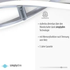 Dimmbare LED Deckenlampe in Stahl 110 cm 3000 K Wellen