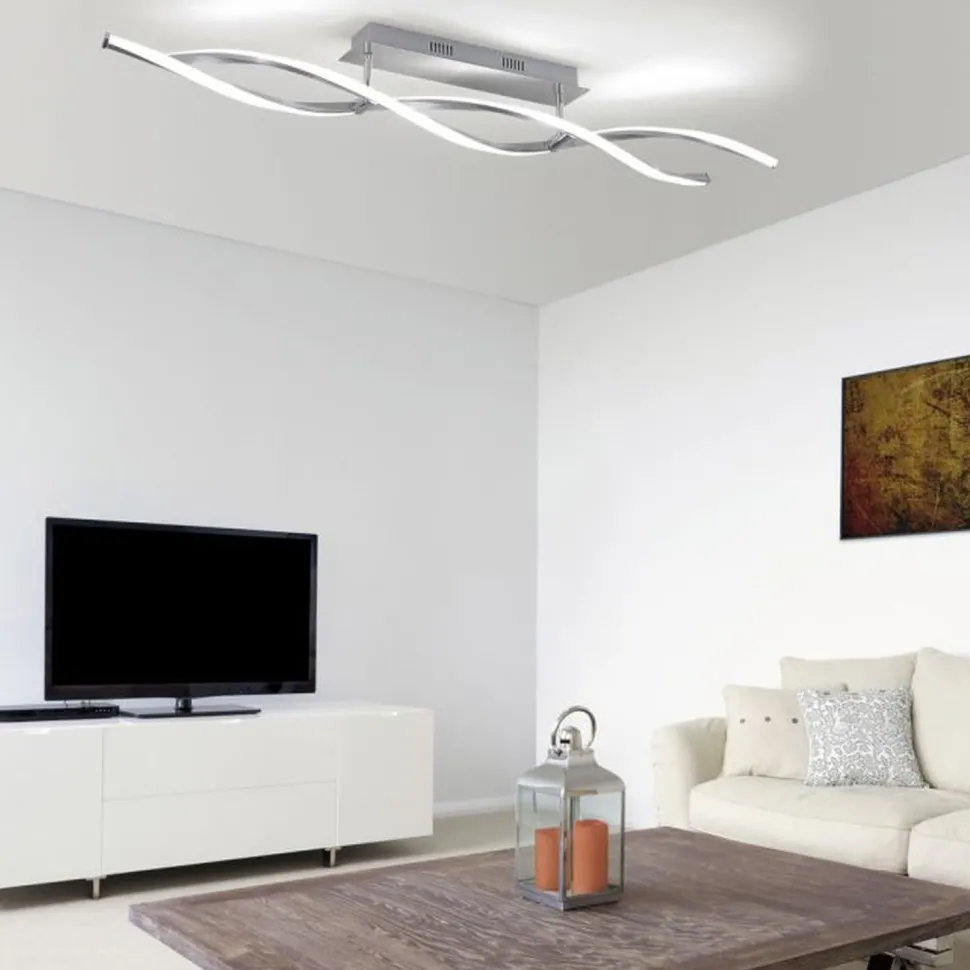 Dimmbare LED Deckenlampe in Stahl 110 cm 3000 K Wellen