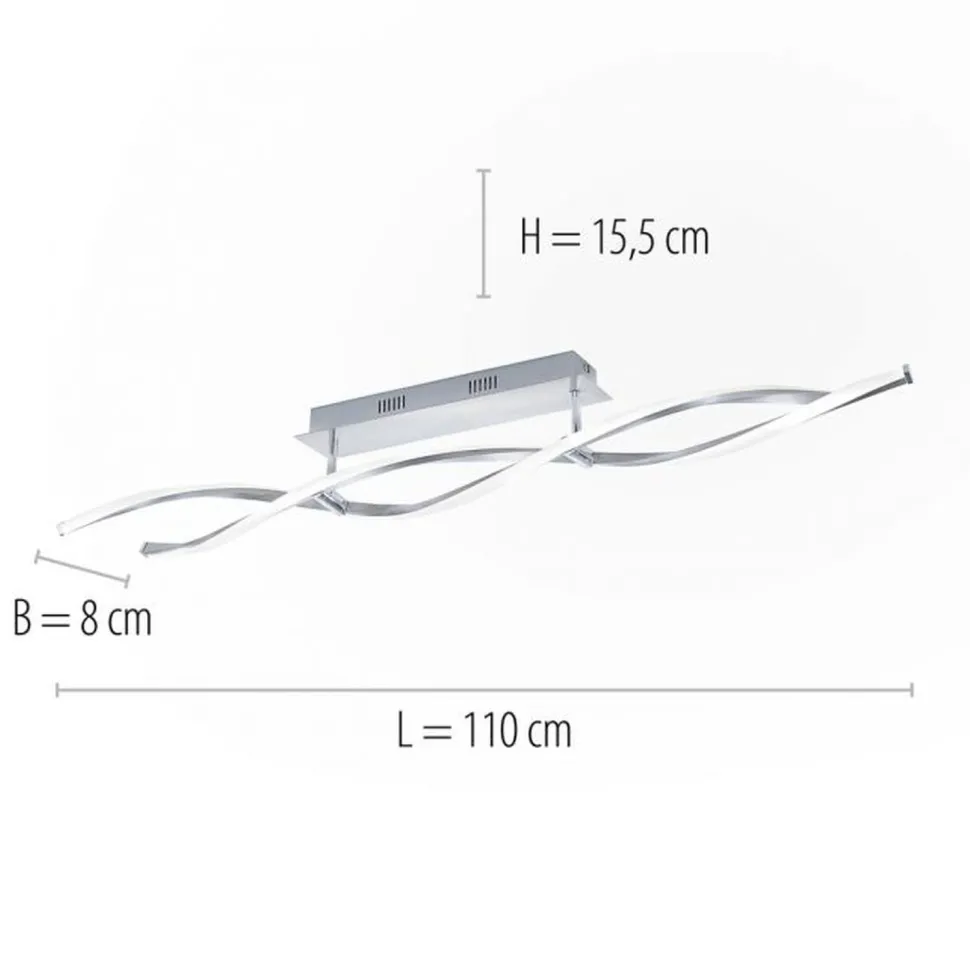 Dimmbare LED Deckenlampe in Stahl 110 cm 3000 K Wellen