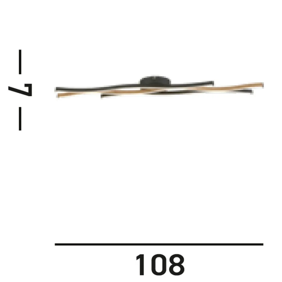 Dimmbare LED Deckenlampe Schwarz Natur L:108 cm 953 lm