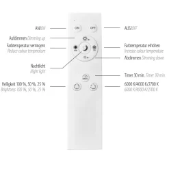 Dimmbare LED Deckenlampe Weiß Ø57 cm 3850 lm Modern