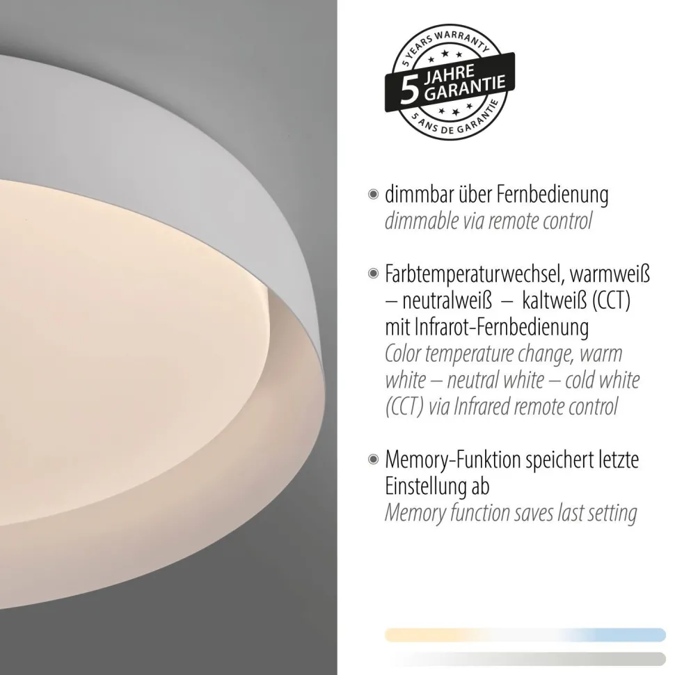 Dimmbare LED Deckenlampe Weiß Ø57 cm 3850 lm Modern