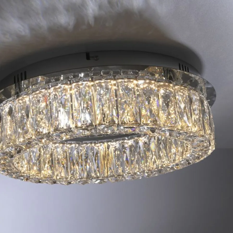 Dimmbare LED Deckenlampe in Chrom Acrylglas Ø40 cm 22 W