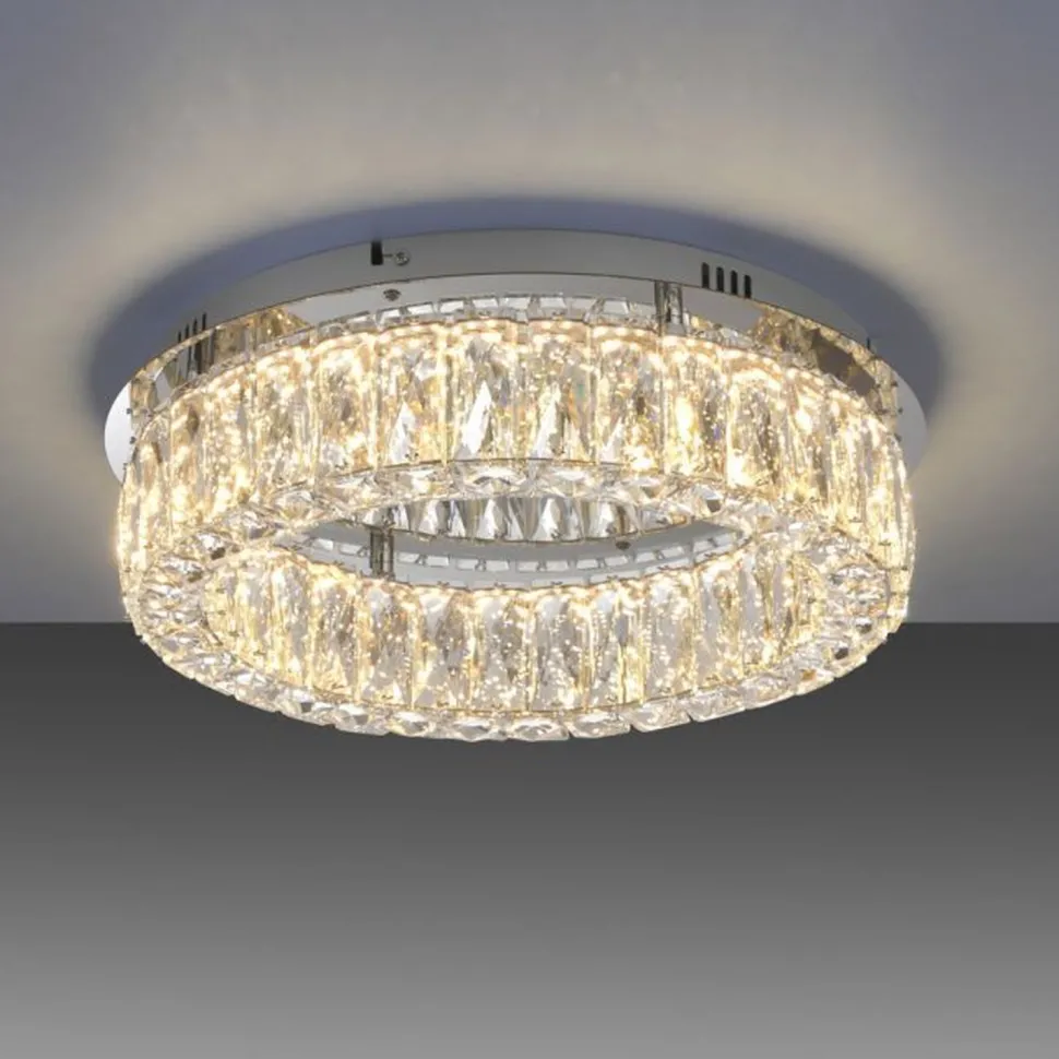 Dimmbare LED Deckenlampe in Chrom Acrylglas Ø40 cm 22 W