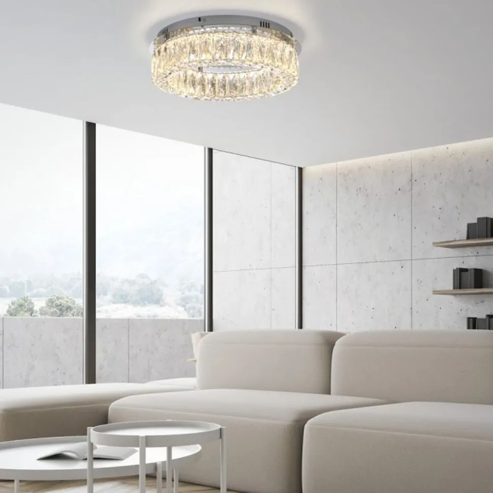 Dimmbare LED Deckenlampe in Chrom Acrylglas Ø40 cm 22 W