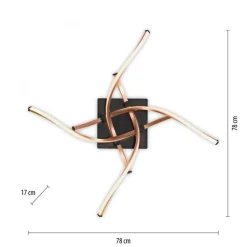 Dimmbare LED Deckenlampe Schwarz Gold L:78 cm 4220 lm
