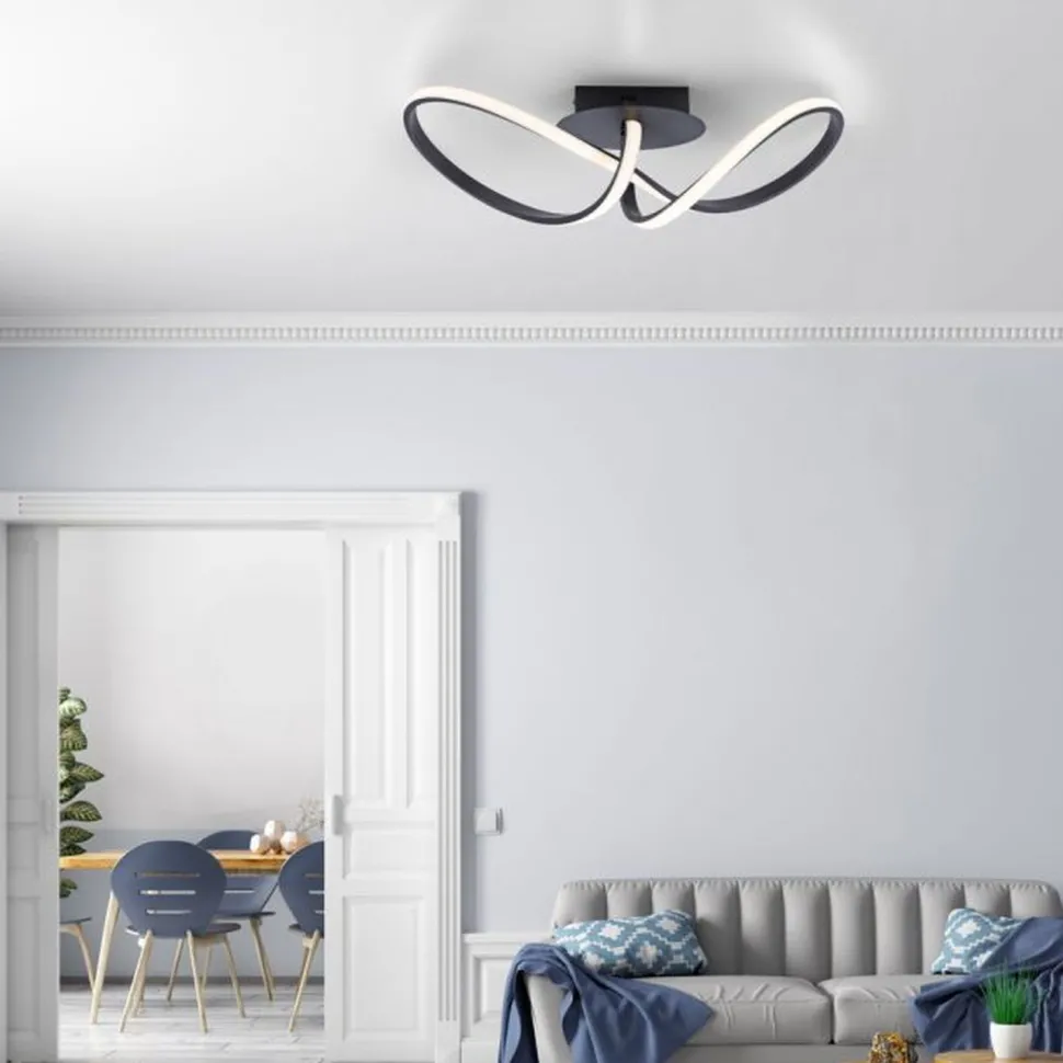 Dimmbare LED Deckenlampe Metall Schwarz 3000 K warmweiß