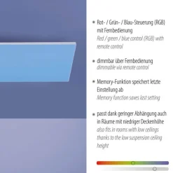 Dimmbare LED Deckenleuchte Fernbedienung Weiß RGB flach