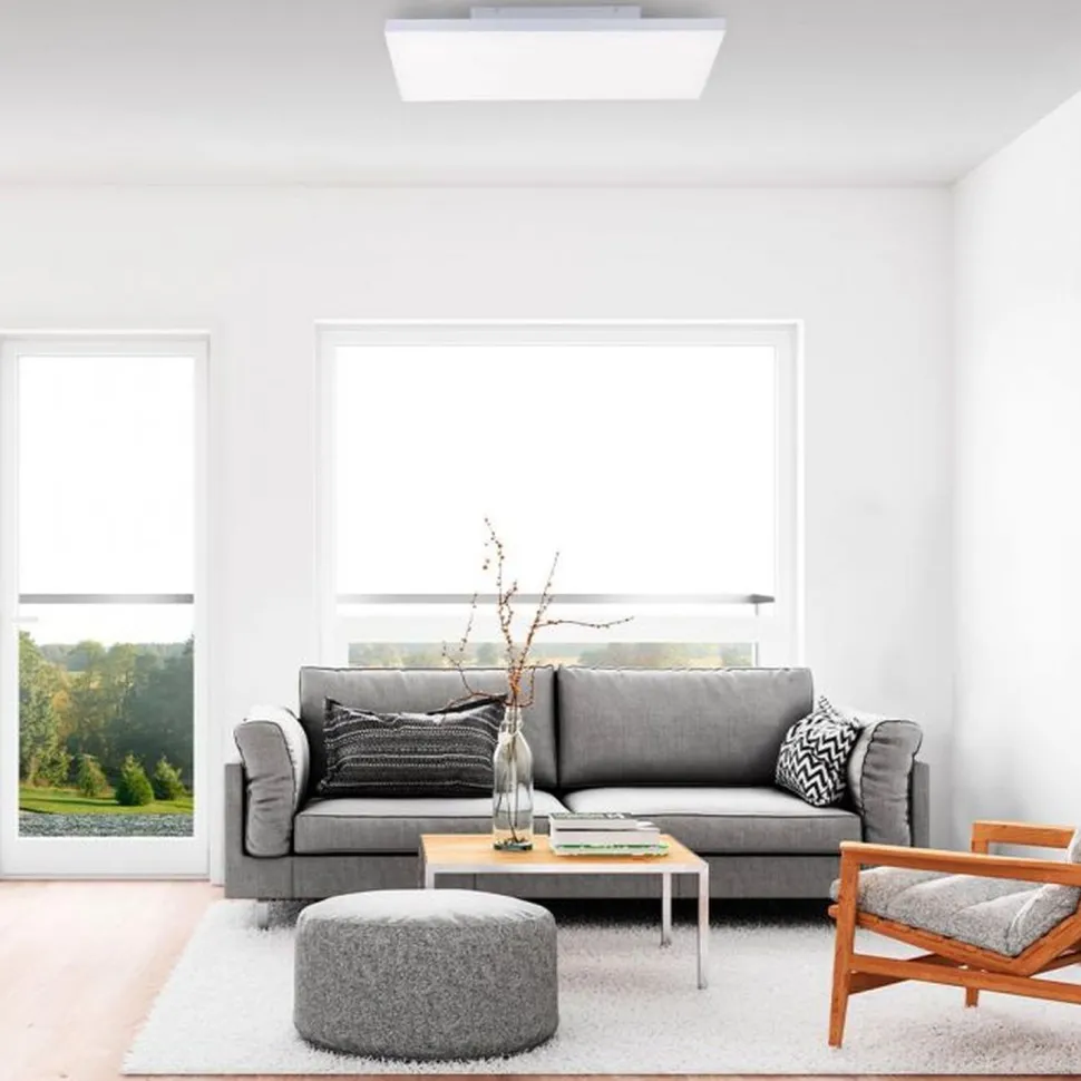 Dimmbare LED Deckenleuchte Fernbedienung Weiß RGB flach