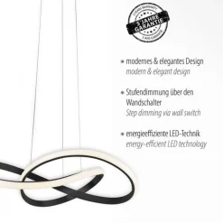 Dimmbare LED Hängeleuchte Metall Schwarz 3000 K L:57 cm