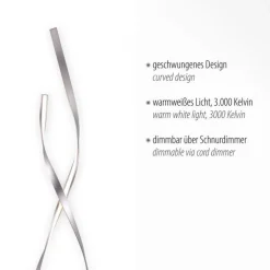 Dimmbare LED Stehlampe in Silber 140 cm 3215 lm 26 W
