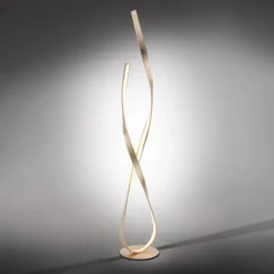 Dimmbare LED Stehlampe in Blattgold 140 cm 3000 K 26 W