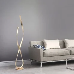 Dimmbare LED Stehlampe in Blattgold 140 cm 3000 K 26 W