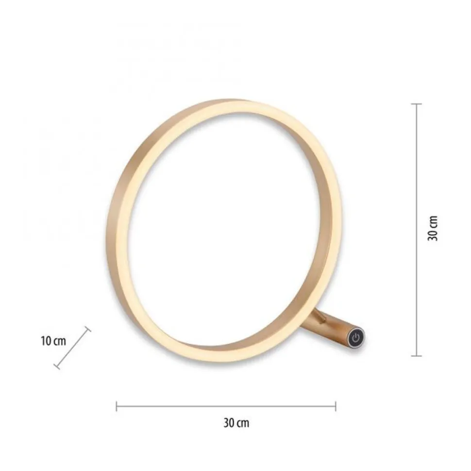 Dimmbare LED Tischlampe Touch 28 cm Ring in Messing
