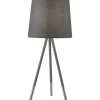 Dreibein Nachttischlampe E14 54 cm in Silber matt Grau