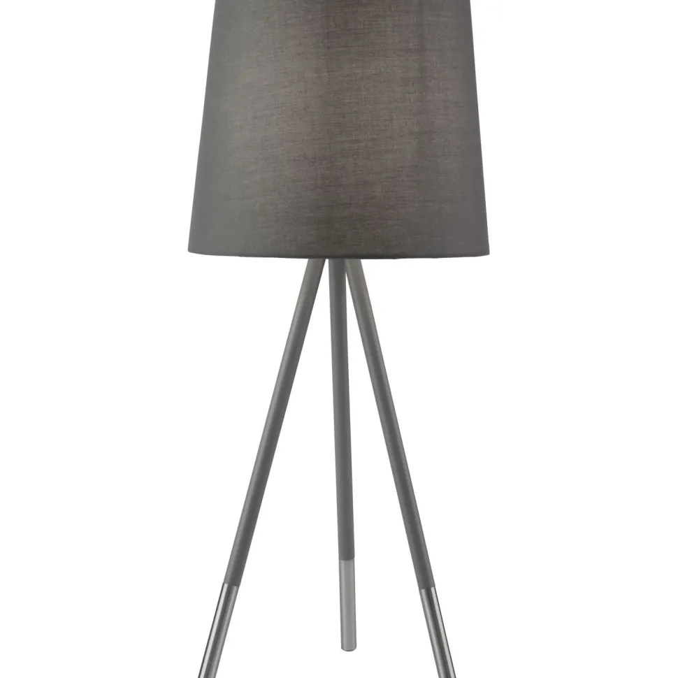 Dreibein Nachttischlampe E14 54 cm in Silber matt Grau