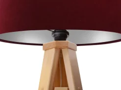 Dreibein Stehlampe Holz 140cm Bordeaux Retro Wohnzimmer