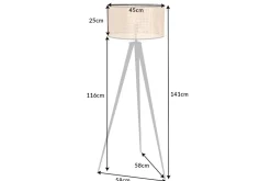 Dreibein Stehlampe Holz Kunststoff Wiener Geflecht E27
