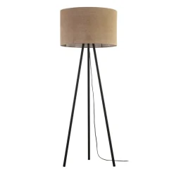 Dreibein Stehlampe Jute Metall 159 cm Braun Schwarz Boho