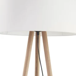 Dreibein Stehlampe klein 146 cm Skandinavisch Holz Stoff