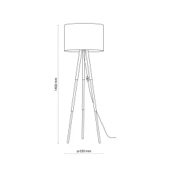 Dreibein Stehlampe klein 146 cm Skandinavisch Holz Stoff