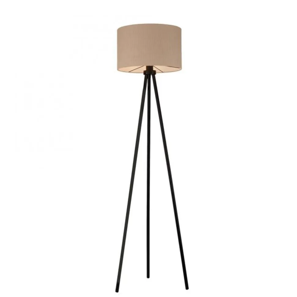 Dreibein Stehleuchte Stoff Beige blendarm E27 160 cm