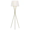 Dreibein Stehleuchte Weiß Messing 140 cm Stoff Metall