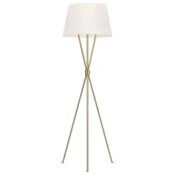 Dreibein Stehleuchte Weiß Messing 140 cm Stoff Metall