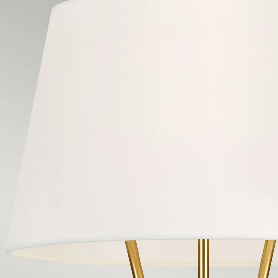 Dreibein Stehleuchte Weiß Messing 140 cm Stoff Metall