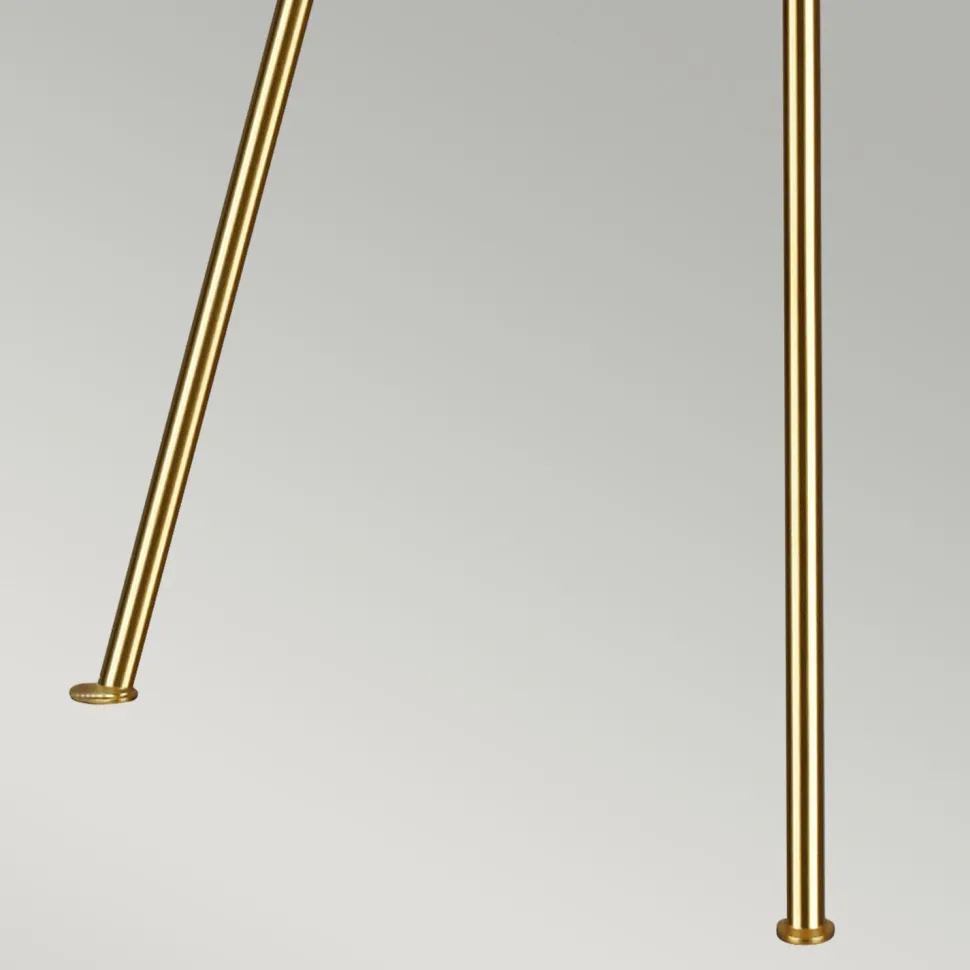 Dreibein Stehleuchte Weiß Messing 140 cm Stoff Metall