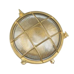 Echt-Messing Außenwandleuchte SERIFOS Riffelglas