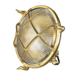 Echt-Messing Außenwandleuchte SERIFOS Riffelglas