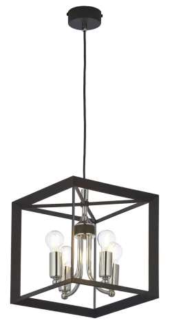 Eckige Hängelampe Schwarz MYRTLE 4xE14 Wohnzimmer