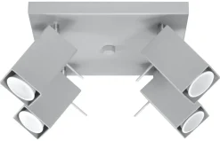 Eckiger Deckenstrahler Grau Metall vielseitig FALERIA