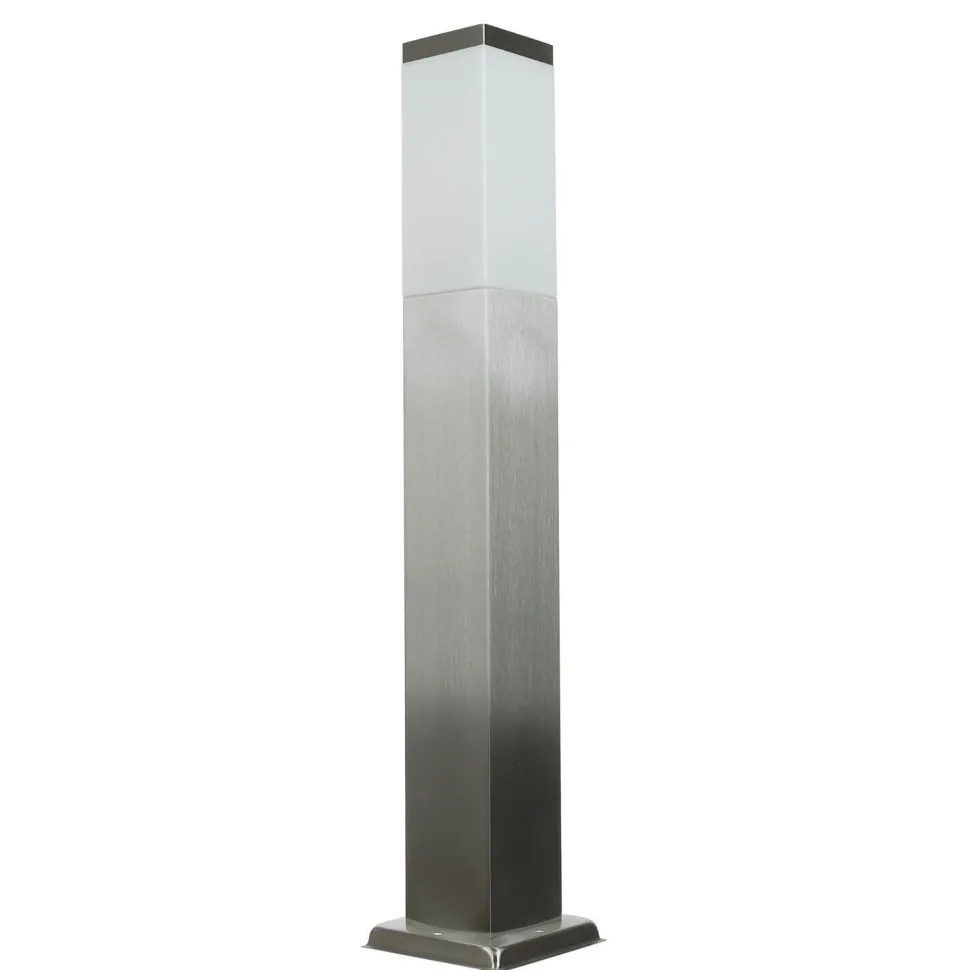 Edelstahl Pollerleuchte in Silber 65cm eckig E27