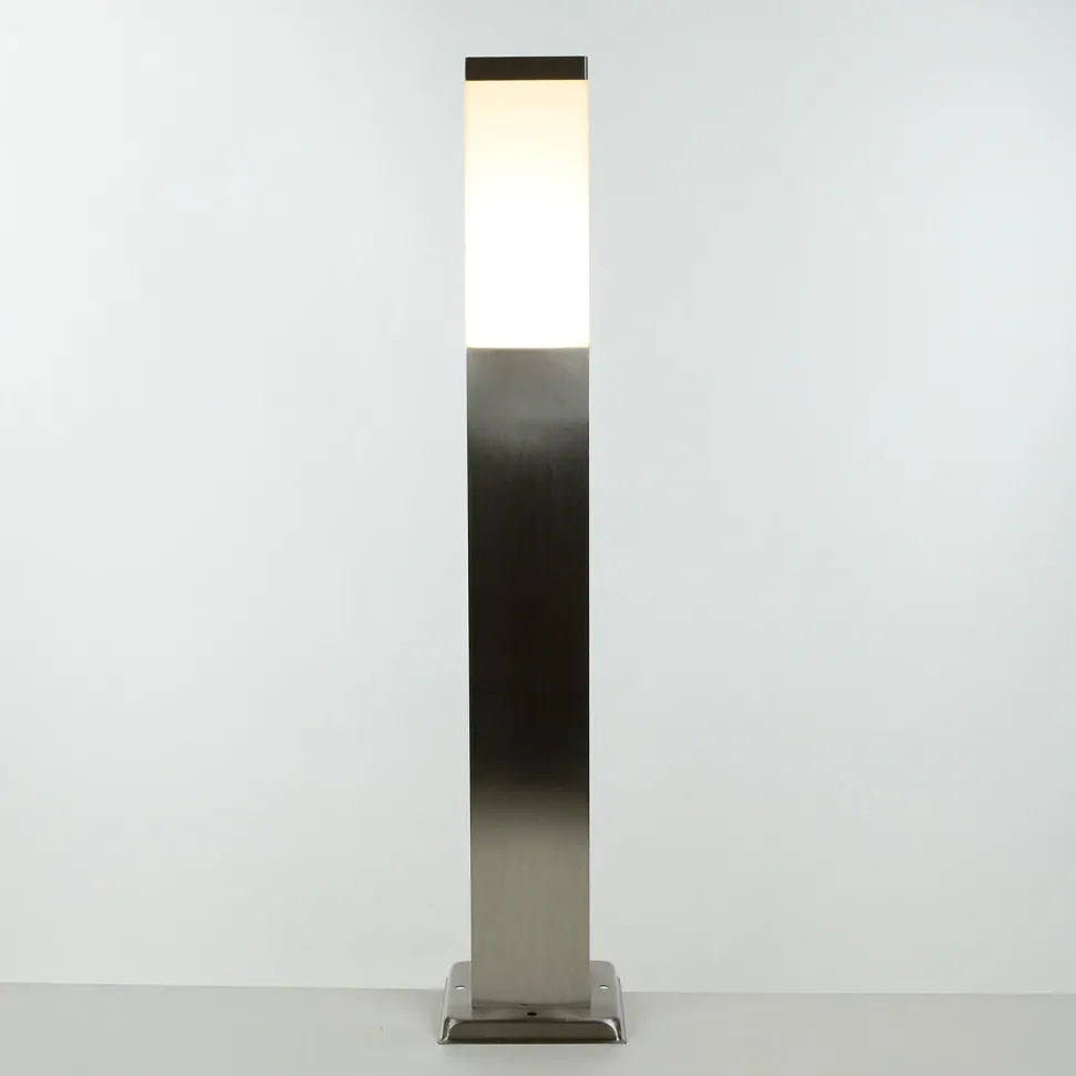 Edelstahl Pollerleuchte in Silber 65cm eckig E27