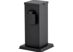 Edelstahl Steckdosensäule 2-fach 22cm IP44 Schwarz