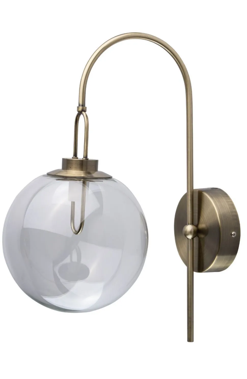 Edle LED Wandleuchte Glas Kugel Schirm in Messing