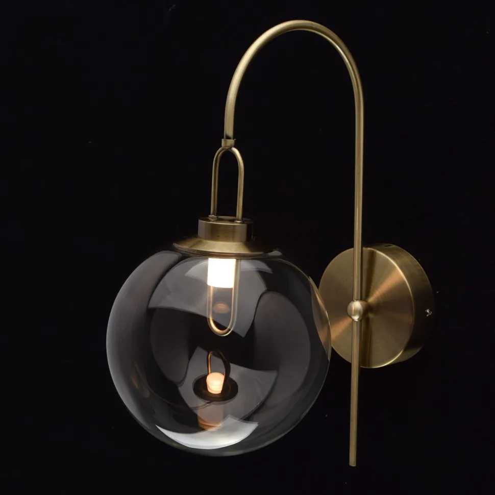 Edle LED Wandleuchte Glas Kugel Schirm in Messing