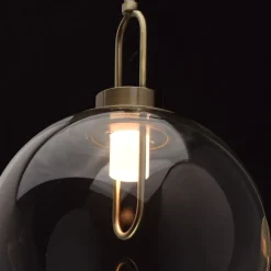 Edle LED Wandleuchte Glas Kugel Schirm in Messing