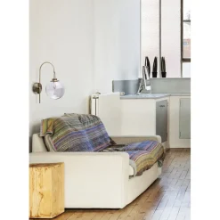 Edle LED Wandleuchte Glas Kugel Schirm in Messing