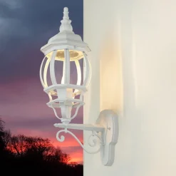 Edle Wandleuchte Weiß BREST außen regenfest E27