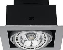 Einbauleuchte eckig B: 19 cm Metall Grau GU10 schwenkbar