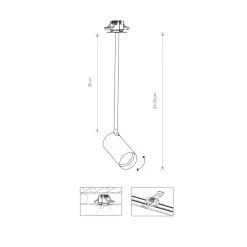 Einbauleuchte Messing Metall verstellbar Modern H: 34-39 cm