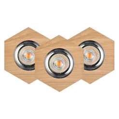 Einbauspot 3-er Set Holz Metall beweglich mit LED